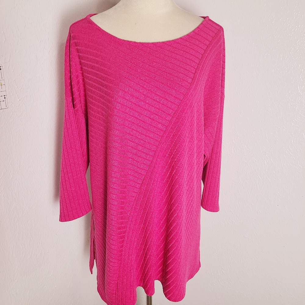 Lane Bryant Vibrant Rose Pink Ribbed Tunic, Size 18/20